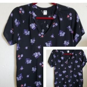 Black Blouse with Floral.